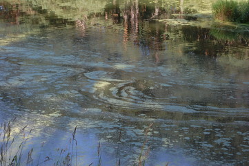 The patterns on the water