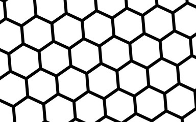 Black honeycomb on a white background. Isometric geometry. 3D illustration