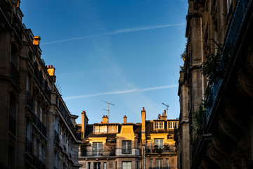 Fototapeta na wymiar beautiful Parisian sunshine streets view,france Europe