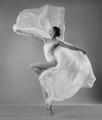 Ballerina in white body with white flying cloth