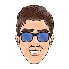 Man face with sunglasses pop art cartoon vector illustration graphic design