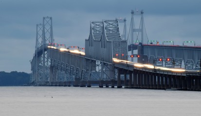 Fototapeta premium bridge at stormy dusk