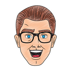 Man face with glasses pop art cartoon vector illustration graphic design