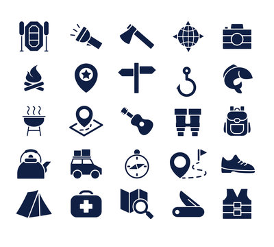 travel glyph icon set , designed for web and app