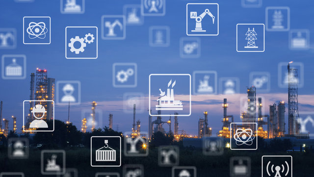  Industry icon pattern on industry background.