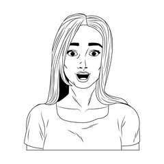 Woman surpised profile pop art cartoon vector illustration graphic design