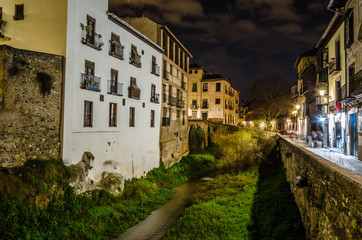 Night urban landscape in Granada, Spain
