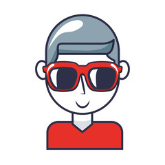 young man character with sunglasses