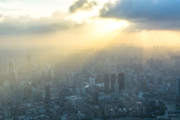 Fototapeta na wymiar panoramic city skyline in shanghai china