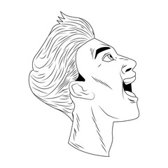 Man screaming face pop art cartoon vector illustration graphic design