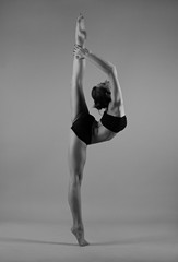 Flexible girl in black lingerie
