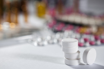 Pharmaceutical medication and medicine pills in packs