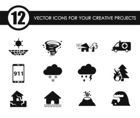 natural disasters vector icons for your creative ideas