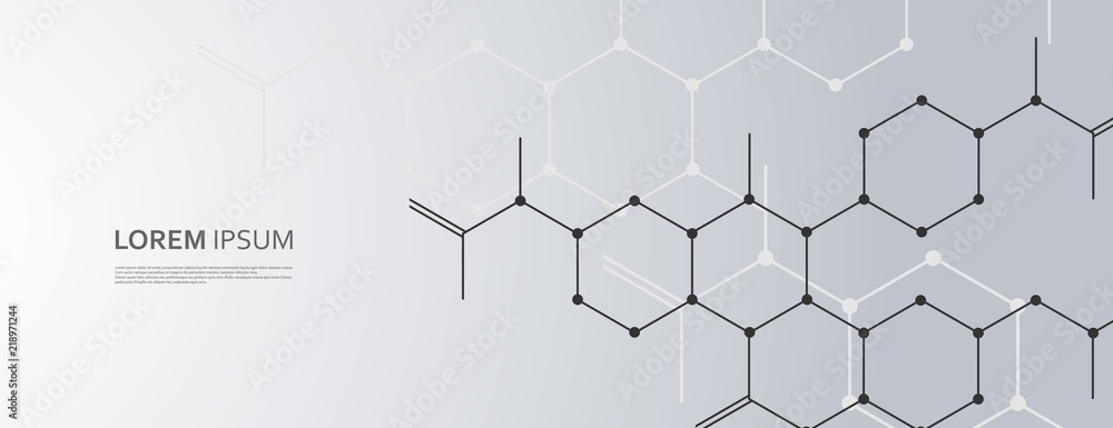 Fototapete Vector background with connect hexagon pattern
