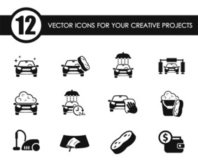 car wash vector icons for your creative ideas