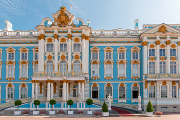 ST.PETERSBURG, RUSSIA - AUGUST 19, 2017: Catherine Palace - the summer residence of the Russian tsars. Tsarskoye Selo, Russia