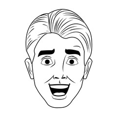 Man face happy pop art cartoon vector illustration graphic design