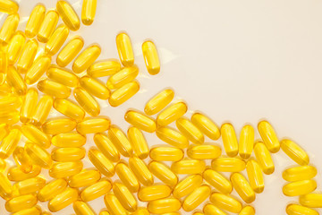 Many capsules Omega 3. Close up, high resolution product. Health care concept.