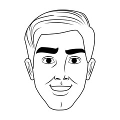 Man face smiling pop art cartoon vector illustration graphic design