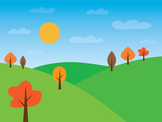 Fototapeta na wymiar autumn landscape- vector illustration