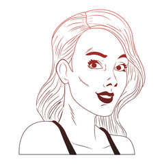 Woman profile pop art cartoon vector illustration graphic design