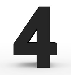 Obraz premium number 4 3d clean black isolated on white