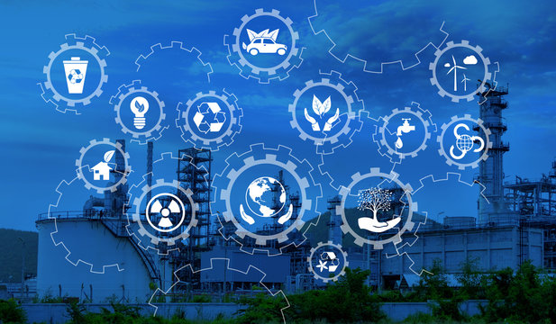  Industry icon pattern on industry background.