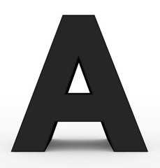 letter A 3d black isolated on white