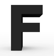 letter F 3d black isolated on white