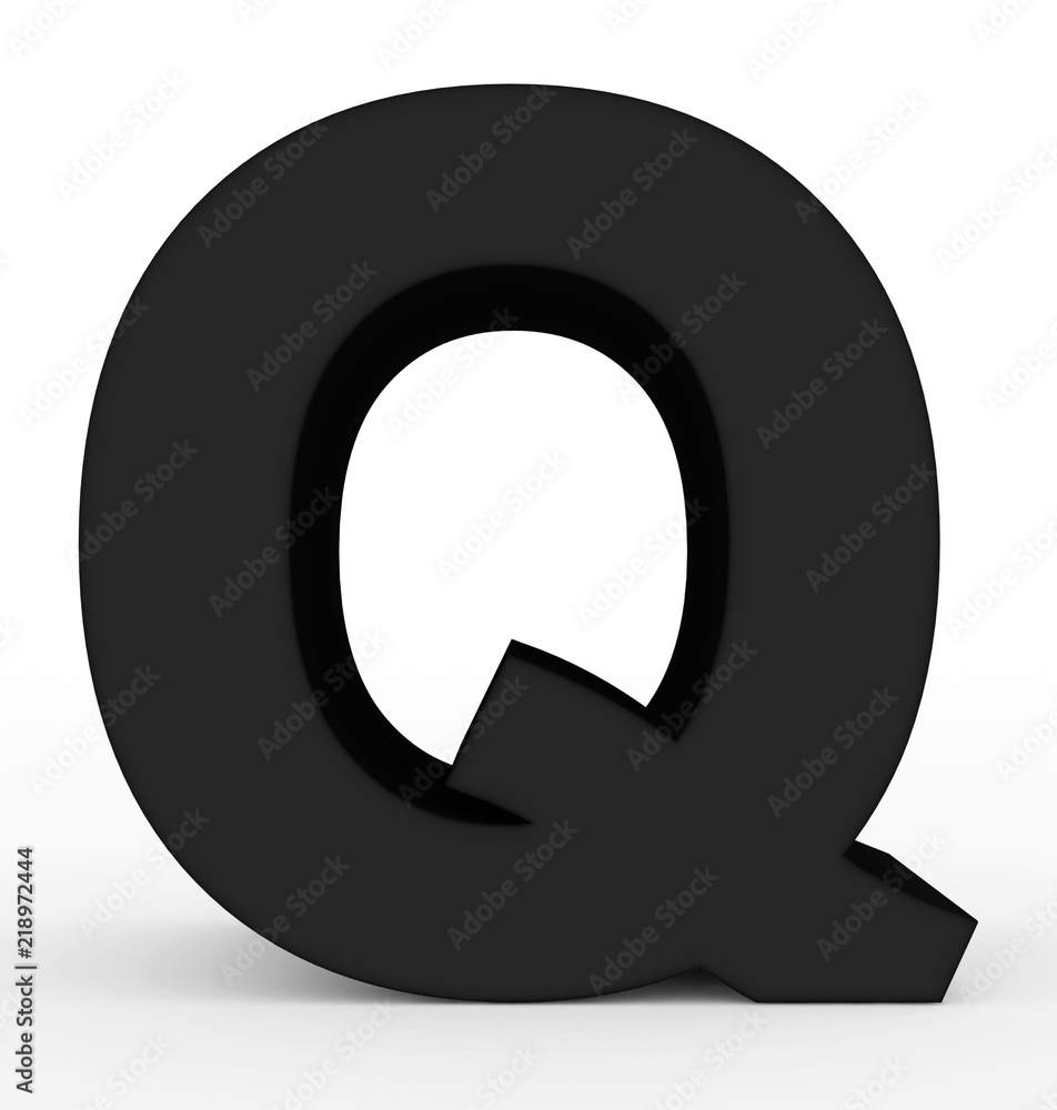 Wall mural letter Q 3d black isolated on white