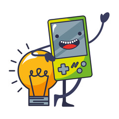 video game portable with light bulb kawaii