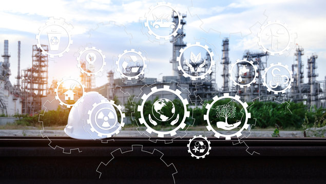  Industry icon pattern on industry background.