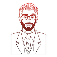 Businessman profile with beard and glasses pop art cartoon vector illustration graphic design icon