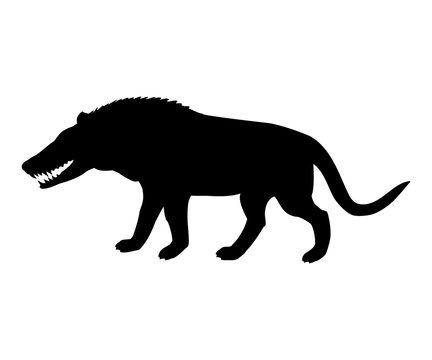 black archaeotherium silhouette on white background clip art preview