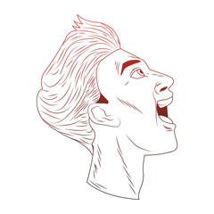 Man screaming face pop art cartoon vector illustration graphic design