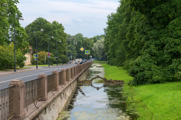 ST.PETERSBURG, RUSSIA - AUGUST 19, 2017: a Small cascade. Tsarskoye Selo is a former Russian...