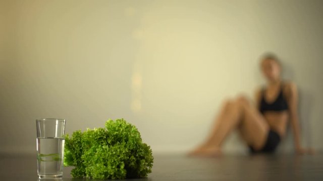 Slim girl lost consciousness due to diet, hunger, anorexia, exhausted body