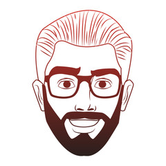 Man face with glasses and beard pop art cartoon vector illustration graphic design