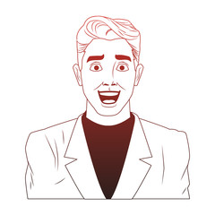 Businessman profile pop art cartoon vector illustration graphic design icon