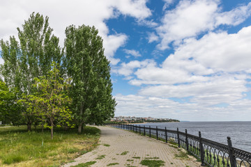 Fototapeta na wymiar Volga embankment in Kamyshin, Russia