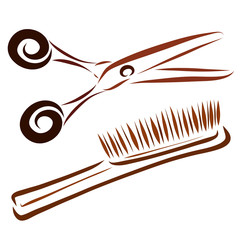 Scissors and comb, drawing in smooth lines