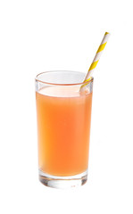 a glass with grapefruit juice