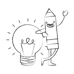 kawaii wooden pencil bulb idea cartoon