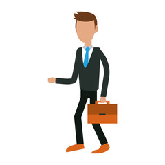 Businessman avatar holding briefcase vector illustration graphic design