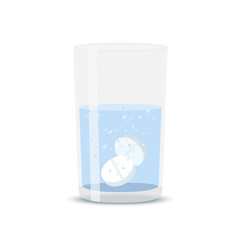 6045754 Vector effervescent tablets in glass of water. Aspirine, healthy medicine