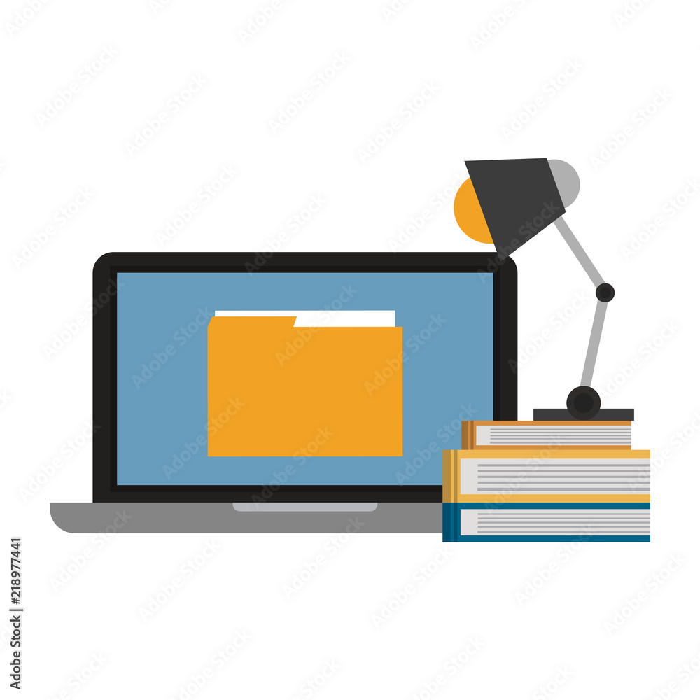 Poster office with computer and elements vector illustration graphic design