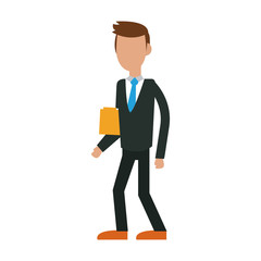 Businessman avatar holding document vector illustration graphic design