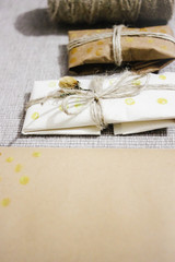 simple eco wrap packaging gift in craft paper, rustic presents