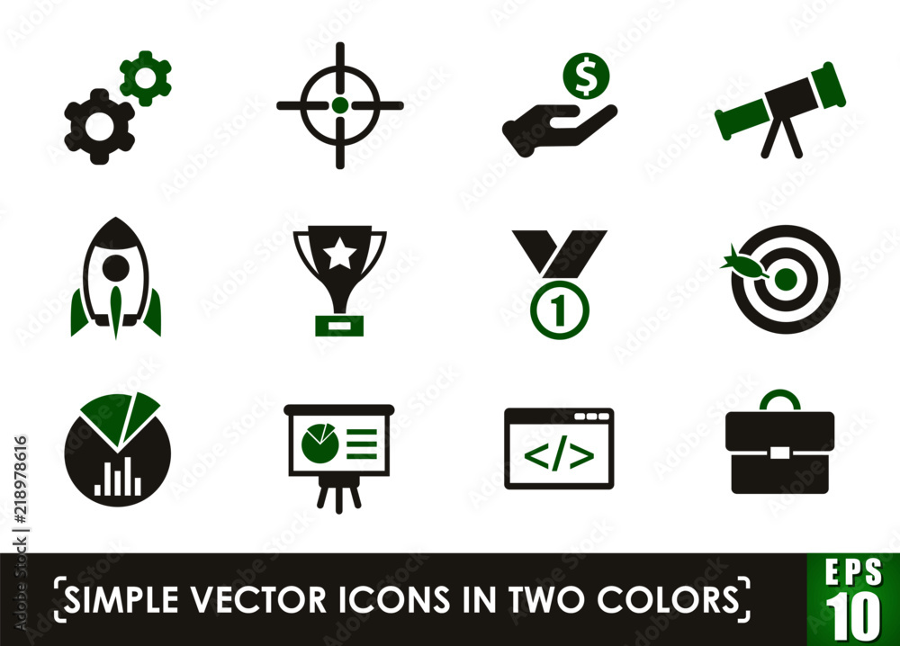 Poster startup simple vector icons in two colors