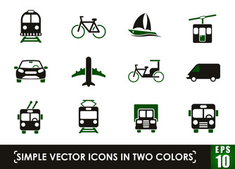 vehicle simple vector icons in two colors